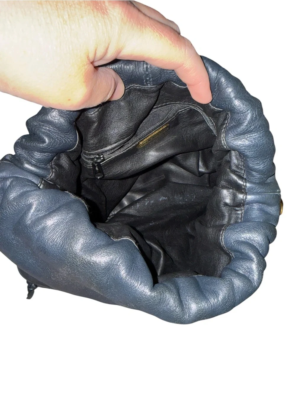 Giani Bernini Black Leather Drawstring Bag - Women